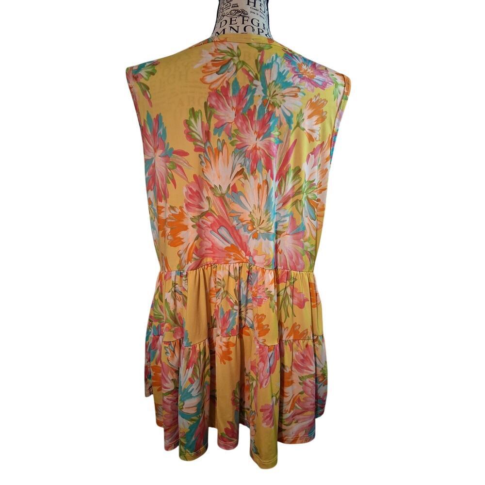 Womens Large Yellow Floral sleeveless dress - Picture 2 of 3
